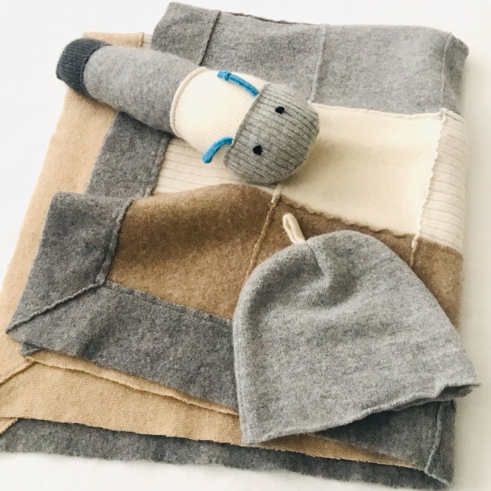 Upcycled cashmere baby blanket